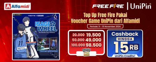DISKON dan CASHBACK SUPER! Top Up Free Fire Pakai Voucher Game UniPin di Alfamidi!